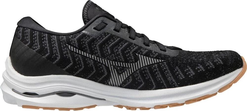Mizuno Wave Rider 24 Running Shoes WaveKnit Lace Up Athletic Black Dark Shadow 9